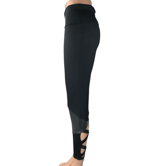 Calvin Klein Performance Black Logo Cutouts Crisscross Back Leggings Pants L - Picture 2 of 7